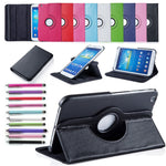 For Case Samsung Galaxy Tab 3 8.0 T311,T310,T315 Smart Stand Tablet PU Leather Case Cover 360 Rotating Screen Protector Stylus