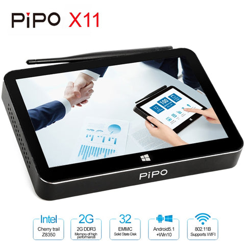 PIPO X11 Mini PC Intel Cherry Trail Z8350 2GB/32GB Smart TV Box Android Windows 10 Dual OS 8.9 inch 1920*1200P Touch Screen